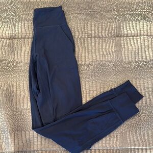 lululemon athletica Blue Leggings with Wide Waistband and Tapered Legs